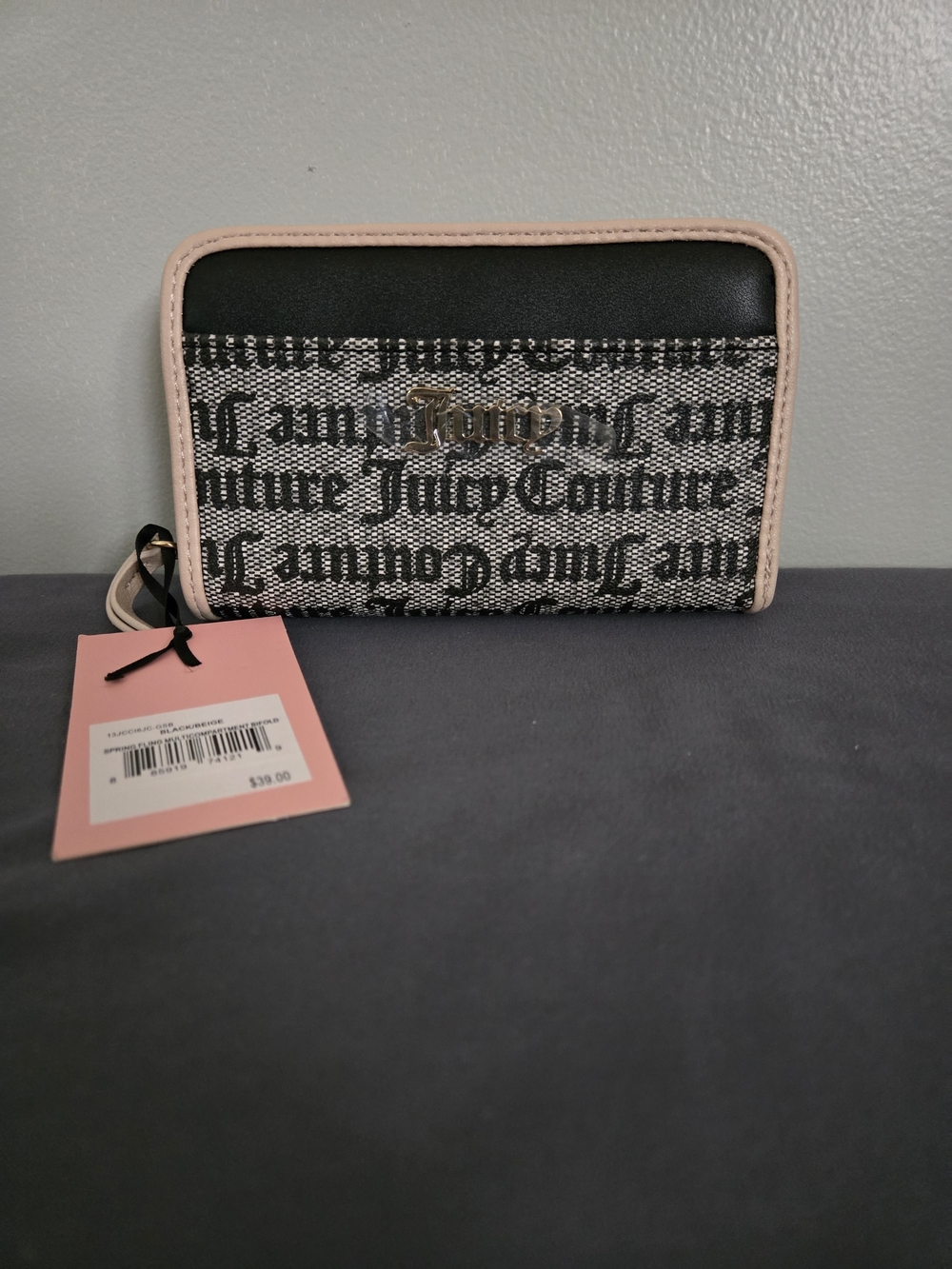Juicy Couture Black and Pink Zip Wallet